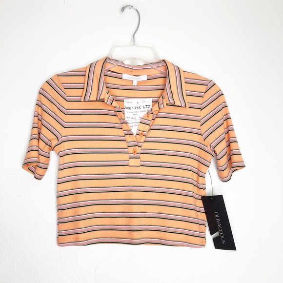 Olivaceous Tops - Olivaceous Ribbed Crop Top Polo